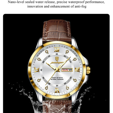 POEDAGAR Original Luxury Male Wristwatch Waterproof Luminous Date Week Men Watch High Quality Leather Quartz Men's Watches Reloj