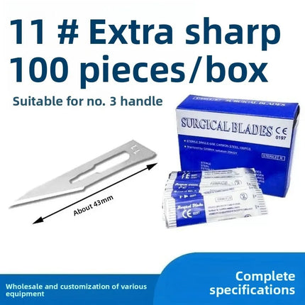 Sterile Surgical Scalpel Blades Individually Packaged, Carbon Steel 11 Extra Point & 23 Stainless Steel, Full Range of Sizes