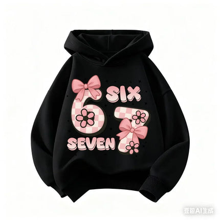 Autumn SIX SEVEN 67 Digit Print Children's Hoodies Boy Girl Casual Fashion Sport Pullover Kid Comfortable Fleece Sweatshirt