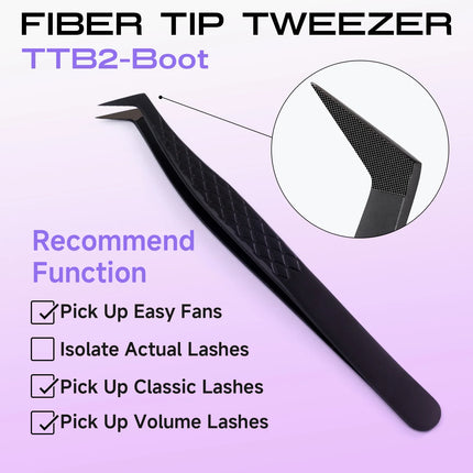 Fiber Tip Lash Extension Tweezer, Titanium Black Eyelash Nano Tip Tweezer for Lash Tech Supplier