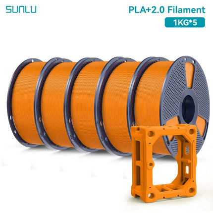 SUNLU 5KG PLA Plus 2.0 3D Printer Filament 1.75mm 1000g Spool (2.2lbs) Neatly Arranged No Knot Filament Fit Most FDM Printer
