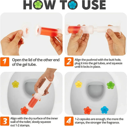 1PC Toilet Cleaner Gel Fresh Flower Toilet Gel Stamp Stops Limescale and Stains with Air Freshening Scent Deodorizing Clean