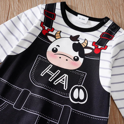 Baby Clothes Cute Cartoon Cow Print Comfortable And Soft 0-18 Boys And Girls Spring And Autumn Long Sleeved Baby Jumpsuit