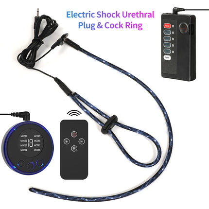 Electric Stimulation Urethral Dilator Shock Horse Eye Rod Silicone Penis Plug Man Masturbation Set Delayed Ejaculation Sm Toys
