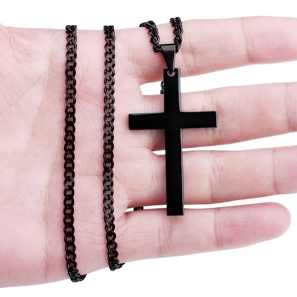 New minimalist cross necklace pendant accessory with chain cross-border e-commerce AliExpress simple smooth surface
