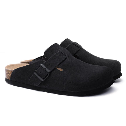 Kidmi New Women Clogs Men Clogs Suede Slippers Fashion Cork Footbed Leather Slippers Classic Mules Soft Antiskid House Slippers
