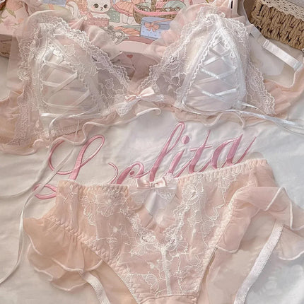 Lolita Girls Thin Cute Lace Small Bra Women Triangle Cup Bra Sexy  Underwear Women Set  Sexy Lingerie