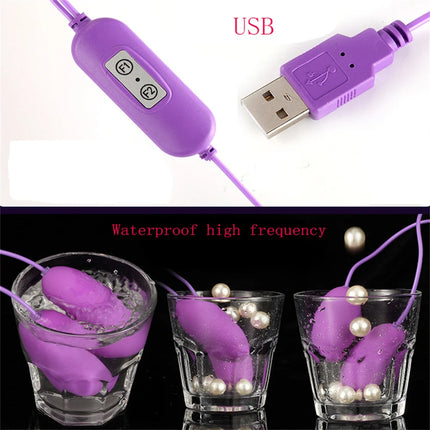 20 Speeds Vibrating Double Jump Egg USB Charging Lesbian Clitoral G-Spot Bullet Massager Erotic Sex Toys For Women Vagina Ball