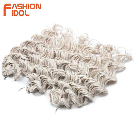 FASHION IDOL 24inch 300g Deep Wavy Crochet Hair Synthetic Twist Curly Hair Crochet Braids Ombre Rainbow Braiding Hair Extensions