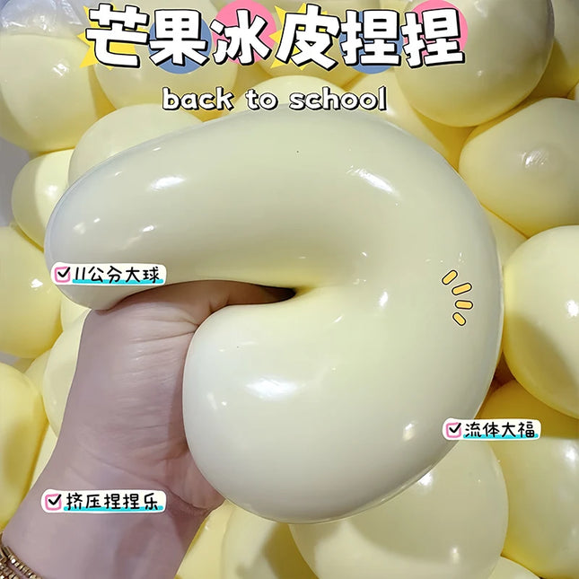 Squishy Giant Oversized Fluid Cheese Ball Fidget Toy, Anxiety ADHD Sensory Squeeze Toy, Durable Washable Stress Ball for Adults