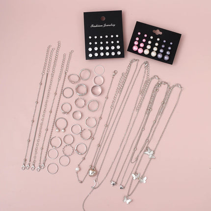 67 Pcs/Set Boho Style Metal Earrings Necklaces Rings Bracelets Multi Piece Jewelry Set For Women Daily Wear New 2024 Fashion