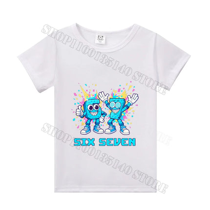 Steal A Brainrot Short Sleeve Children T-shirt 67 Six Seven Cotton Tops Tshirt Boys Girls Clothing Fashion Funny Meme T-shirts