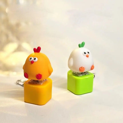 Yellow Chick Wooden Fish Keyboard Keychain Electronic Wooden Fish Mechanical Keyboard Keychain Merit +1 Axle Tester