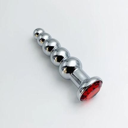 Stainless Steel Prostate Massage Butt Plug Heavy Anus Beads with 5 Balls Sex Toys for Men/ Women/Gay Metal Anal Plugs
