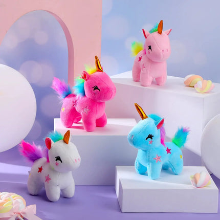 4-24pcs Mini Plush Unicorn Stuffed Animals Unicorn Party Favors Bulk Toys DIY Plush Keychain Stuffed Animal for Kids Party Favor