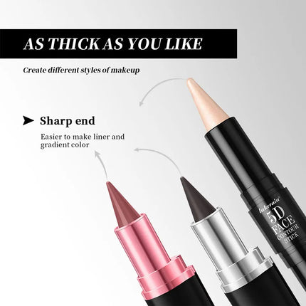 5D Perfect Makeup Set With Contouring Stick Eyeliner And Lipstick Easy Coloring Sweat-proof Long Lasting Daily Makeup Set