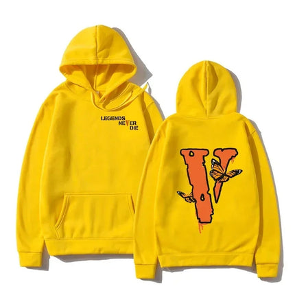 Autumn and Winter Men's Loose Big V Printed Hoodie Casual Solid Color Warm Fleece Hooded Sweatshirt Autumn and Winter Top