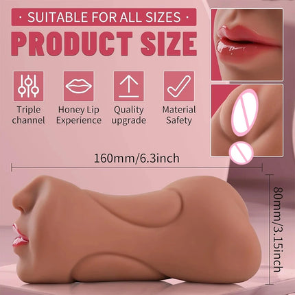 3D Realistic Simulation Light Beige Texture Male Masturbator Adult Products for Men Portable Vaginal Sex Toys Male Sex Toys 18+
