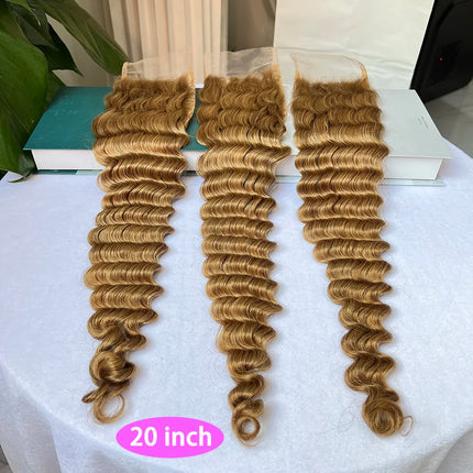 #27 Color Deep Wave 4x6 Inch Transparent Lace Closure 100% Human Hair Melt Skin Bleached Knots Invisible Lace Raw Hair For Women