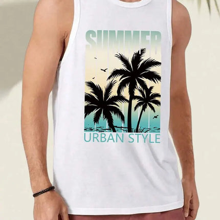 Summer Daily Casual Men's Sleeveless T-shirt Hawaiian Men's Tank Top Outdoor Beach Men's Tank Top Street Fashion Men's Tank Top