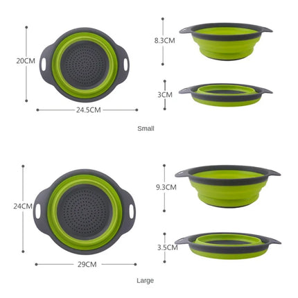 Silicone Vegetable and Fruit Cleaning and Drainage Basket  Cleaning Basket 1PCS Folding Water Filter Net Kitchen Gadgets