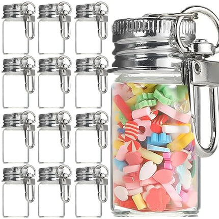 1-10Pcs Glass Wish Keychain Bottle for DIY Decoration Craft Couple Keychain Keyrings Funny Pendant Lanyard Keycord Jewelry Gift