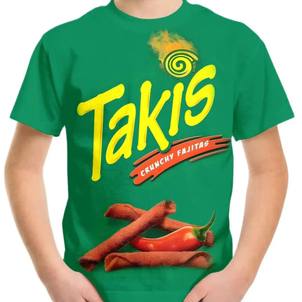 Creative Funny Chips 3d Printed Takis Customized Children Fashion T-Shirt Round Neck Short sleeve Boys Girls Kids Casual Tops