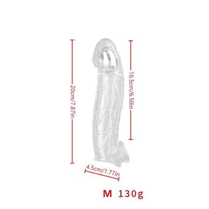 3 Size Reusable Penis Sleeve, Soft Clear Cock Sleeve Penis Extender Adult Sex Toys for Men Women, Durable Penis Enlarger Male