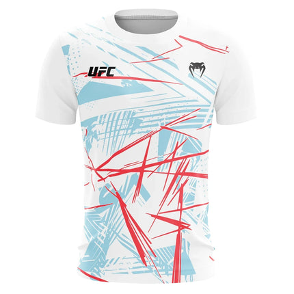 UFC Casual Streetwear Men T-Shirts 2025 New Fashion Line Striped Colorful 3D Print Short Sleeve Tops Male Sports MMA Fitness Tee