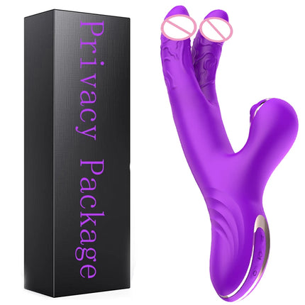 Tapping Flapping Vibrator Dual Dildo for Women Clitoris Clit Sucker Stimulator Powerful Sex Toy Woman Female Rabbit Vibrators