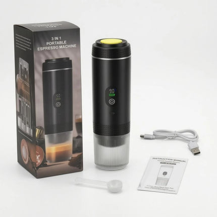 Portable Espresso Machine LED Display USB Rechargeable Espresso Machine Travel Coffee Brewer Transparent Chamber