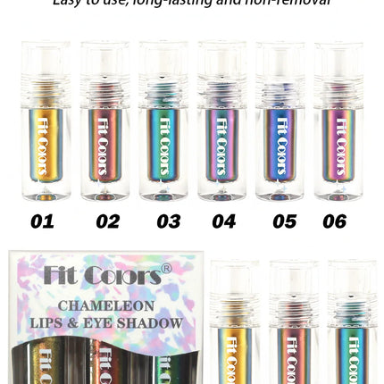 Glossy Metallic Eyeshadow Lipstick Set Liquid Glitter Pigment Optical Chameleon Face Beauty Makeup Cosmetic