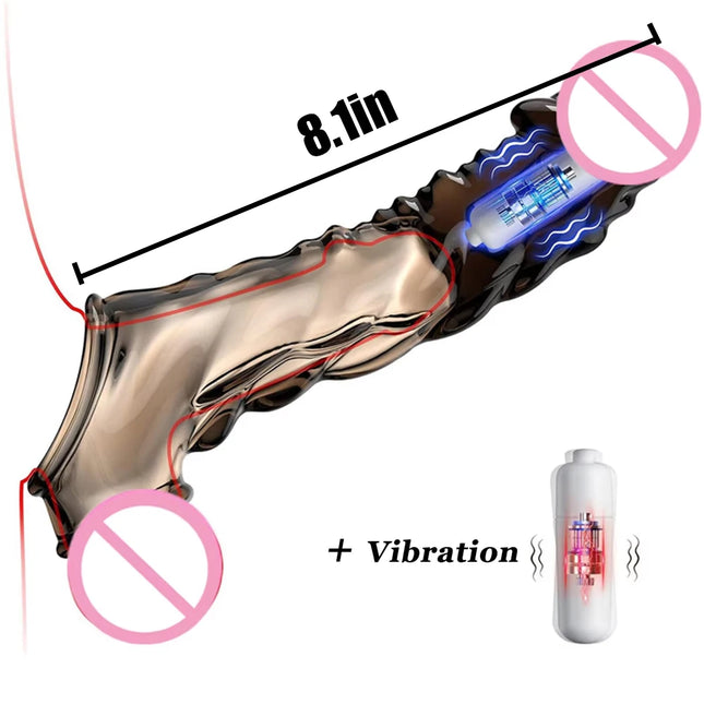 High Elasticity Cock Ring Extender Reusable Penis Sleeve With Vibrator Penis Ring Soft Dick Enlarger For Couples Reusable Condom