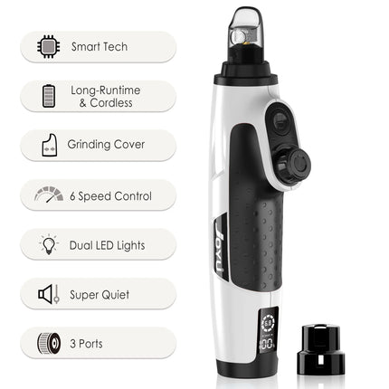 JOYU Rechargeable Dog Nail Grinder with LED Light - 6 Speed Quiet Electric Pet Nail Trimmer for Small Medium Large Dogs & Cats