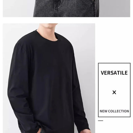 Fast Delivery T-Shirts Men Long Sleeves Tee Tops Male Autumn Plain Cotton T-shirts Plus Size 4XL 5XL Undershirts Man Clothing