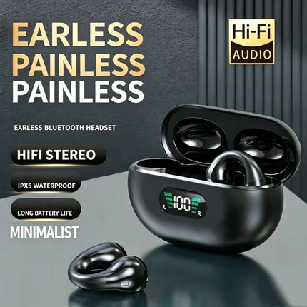 X22 Wireless Bluetooth Earphones Ear-clip LED Power Display Headset Sport Earbuds for Phone HD Sound Game Headphones With Mic