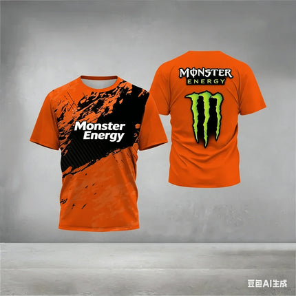Men's summer short-sleeved sports T-shirt with 3D print of Monster Energy, quick-drying and moisture-absorbing cycling sportswear