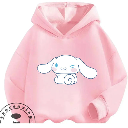 Street Fashion Cinnamoroll Hooded Sweatshirt Boys Girls 3-14Y Autumn Winter Cute Kawaii Cartoon Hot Outdoor Casual Lovely
