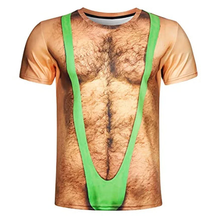 Funny Muscle Body 3D Printed T-shirt Mlae  Designer Clothes Streetwear Short Sleeve Top Tees Ugly Chest Hair T Shirt Clothing ﻿