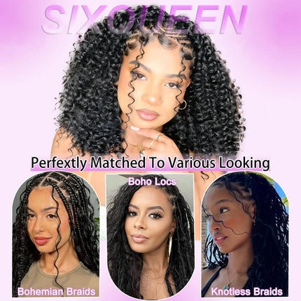 Deep Wave Crochet Human Hair Bundles Boho Braid Hair Remy Pre-Separated Feather Invisible Knot Crochet Hair Extensions For Women