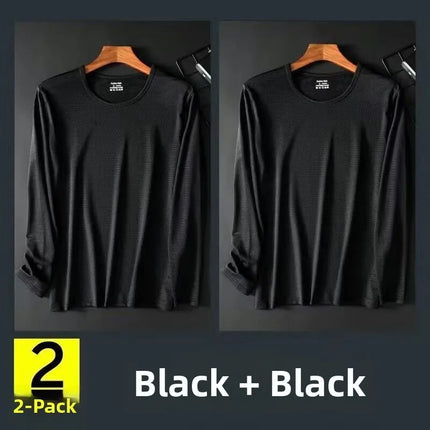 Ice Silk Long Sleeve T-Shirt Men's Summer Thin Mesh Breathable Sun Protection Quick Dry Outdoor Construction Base Shirt Air C...