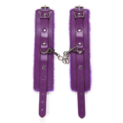 Faux Leather Cuffs with Soft Plush Lining – Adjustable Handcuffs for Roleplay, Costume or Adult Fun