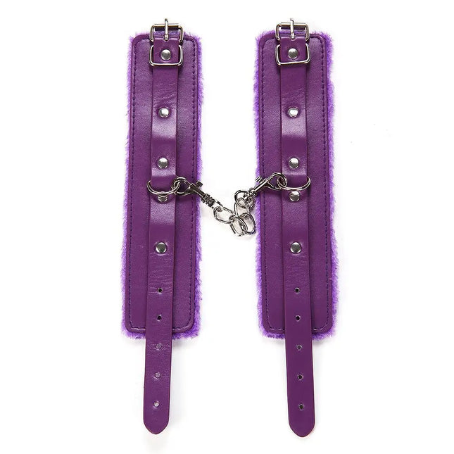 Faux Leather Cuffs with Soft Plush Lining – Adjustable Handcuffs for Roleplay, Costume or Adult Fun