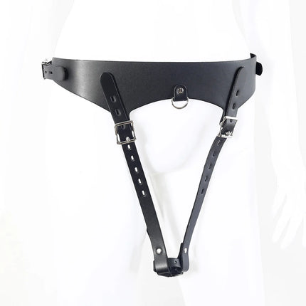 Adjustable Leather Chastity Panty Harness BDSM Bondage Restraint Gear Adult Sex Toy for Women Men Fetish Role Play Accessory