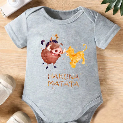 Cartoon HAKUNA MATATA The Lion King Printed Baby Clothes Onesies Funny Infant Bodysuit Short Sleeve Jumpsuit Outfits