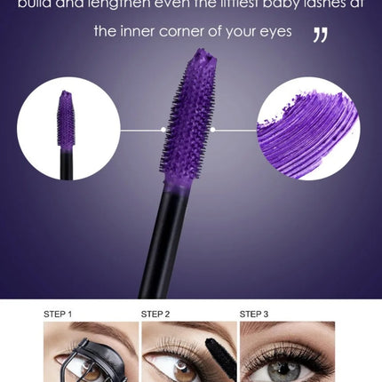 Colorful 5D Purple Blue Mascara Lasting Styling Waterproof Quick Dry Curling Lengthen Large Head Brush Eyelash Extension Cream