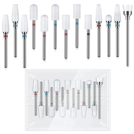 13PC Nail Polish Head Milling Cutter Set, Used for Nail Beauty Deburring Gel Dead Skin, Automatic Polishing Machine Accessories