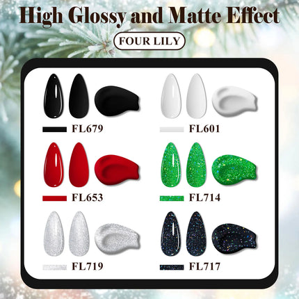 6pcs 10ml Gel Nail Polish Set Red Sparkling Glitter Semi Permanent Soak Off UV Gel Varnish For Christmas Nails Nail Supplies DIY