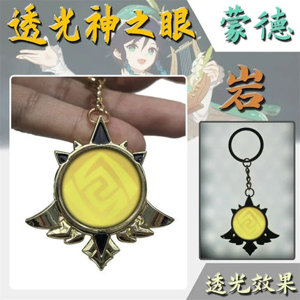Game Impact Fontaine Sumeru Wanderer Light Pervious Key Chain 7 Element Eye Of Original God Cosplay Toy KeyRing