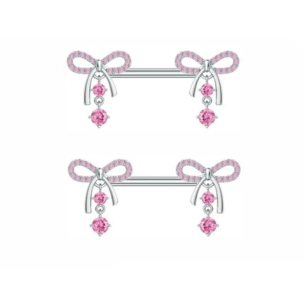 1Pair Pink Butterfly Nipple Piercing Jewelry Shiny Crystal Nipple Rings For Women Girls Heart Nipple Barbells Piercing Pezon